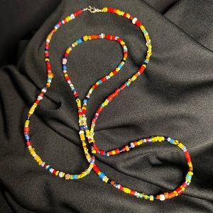 Beautiful Colorful Beaded Long Statement Necklace